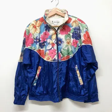 90s 빈티지 올 패턴 절개 나일론 자켓 M