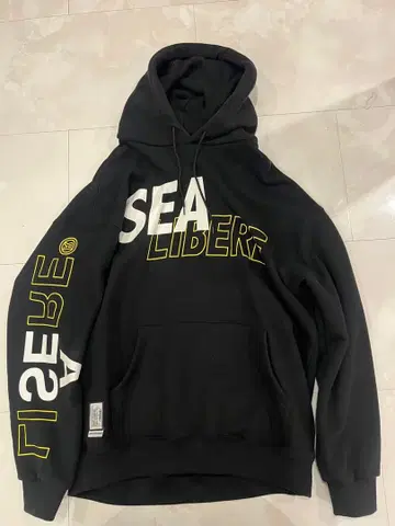 WIND AND SEA LIBERE 블랙 후드티 100% 코튼