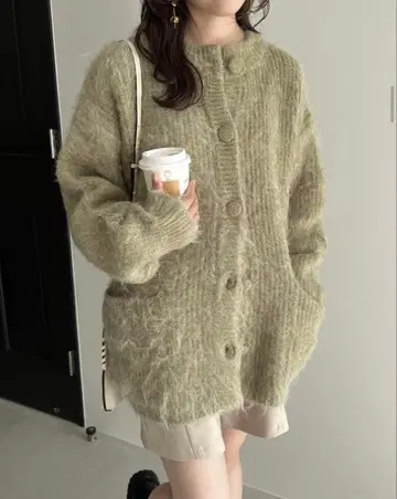 CAPRICIEUX LEMAGE 샤기 가디건 그린