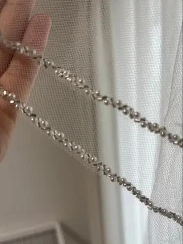 웨딩 베일 화이트 비즈 자수