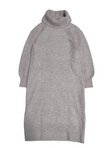 세탁 가능한 플라스테 베이지 블렌드 터틀넥 울 니트 원피스