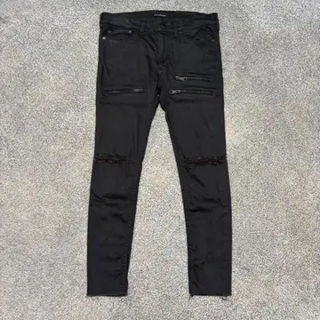 y2k 문에이지 데빌먼트 블랙 스키니 팬츠 데미지 가공 M 블랙