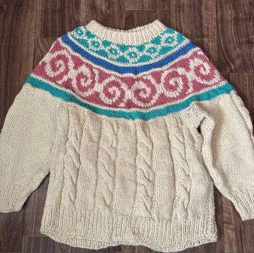 빈티지 노르딕 무늬 울 니트 스웨터 핸드 니트 usa 구제 의류