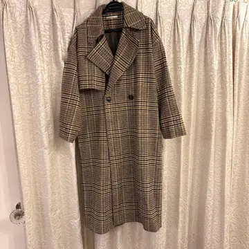 Thevon 체크 무늬 롱 코트 F 사이즈