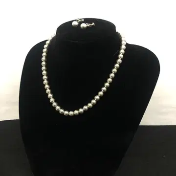 진주 목걸이 귀찌 세트