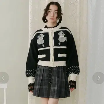 merry jenny 플리츠 체크 리본 미니 스커트