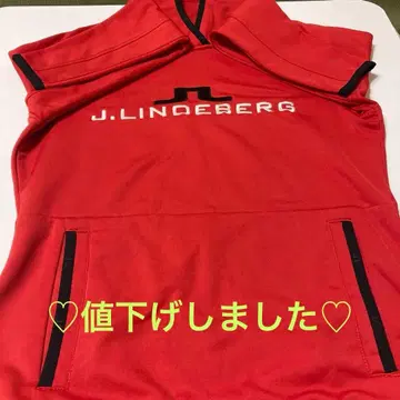 J.LINDEBERG 후드 부착 셔츠 M 레드