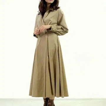 올리브색 롱 셔츠 드레스