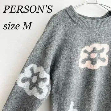 [ 새상품 ] PERSON'S 퍼슨즈 꽃무늬 니트 스웨터 긴팔 그레이 M