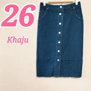 카쥬 데님 타이트 스커트 26 데미지 가공 내추럴