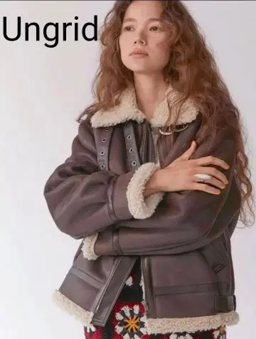 [ 인기 ] Ungrid 페이크 무스탕 보아 블루종 브라운 언그리드