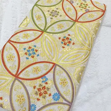 LULU114 후쿠로 오비 칠보 화이트 꽃무늬