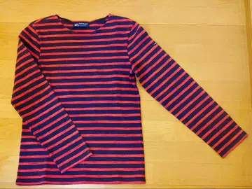 SAINT JAMES 보더 티셔츠 네이비 x 레드