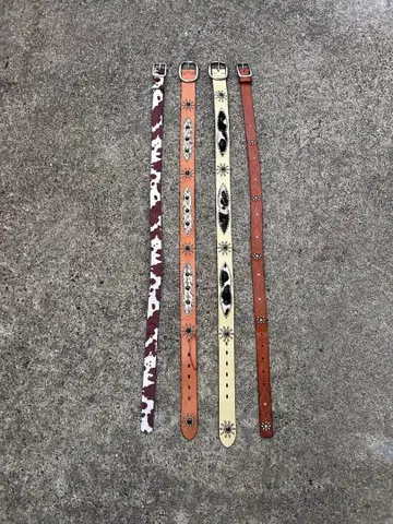 송치 스터드 벨트 천연 가죽 피넛형 4개 세트