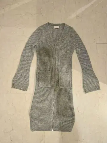 MIRROR 그레이 리브 롱 가디건