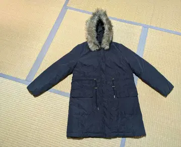 네이비 충전솜 코트 퍼 부착 후드