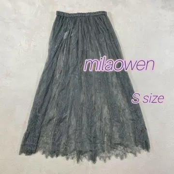 milaowen 그레이 레이스 플레어 스커트 S 사이즈