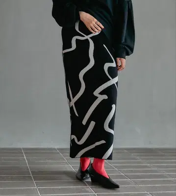 렙심 12게이지 모듬 패턴 스커트 블랙