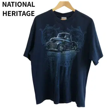 길단 T셔츠 자동차 빈티지풍 아메리칸 둥근넥 반팔 네이비 XL