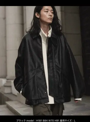 WYM LIDNM 인조 가죽 밀리터리 블루종 블랙 Lsize