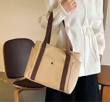 캔버스 토트백 베이지 사선 크로스 2way