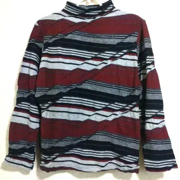 미사용 새상품 변칙 절개 스트라이프 디자인 풀오버 니트 일본제