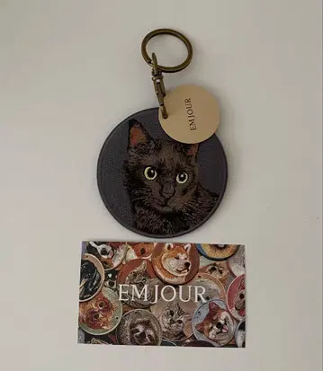 EMJOUR 대만 자수 키링 검은 고양이