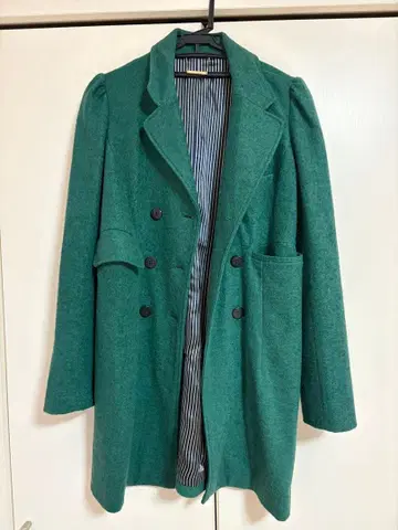 다즐린 그린 더블 브레스트 체스터 코트