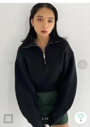 EMODA 하프 지퍼 볼륨 니트