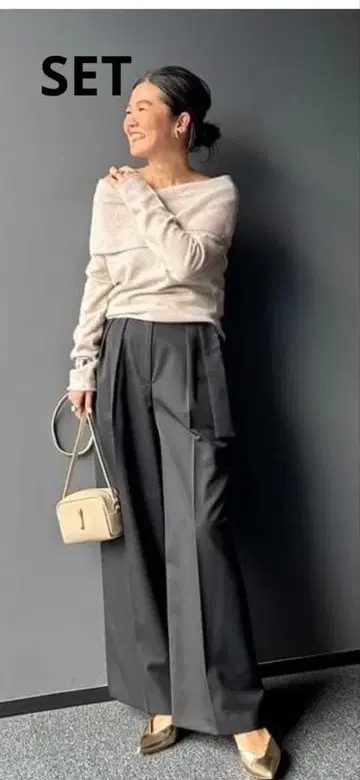 데미룩스 빔즈 상하의 SET 니트 와이드 팬츠