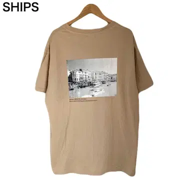 쉽스 프린트 거리 풍경 반팔 여성용 둥근넥 코튼 면 T셔츠