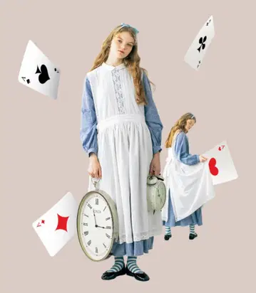 사만사 모스모스 앨리스 콜라보 원피스 및 에이프런 세트 덤