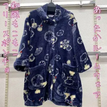 일본풍 복슬복슬 플리스 판초 일본풍 패턴 룸웨어 따뜻한 홈웨어 겉옷