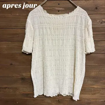 [ apres jour ] 반팔 블라우스 신축성 오피스 캐주얼 F