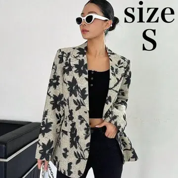 꽃무늬 테일러드 자켓 S 자켓 테일러드