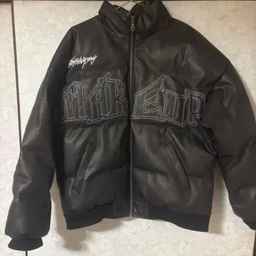블랙 가죽 다운 자켓 M