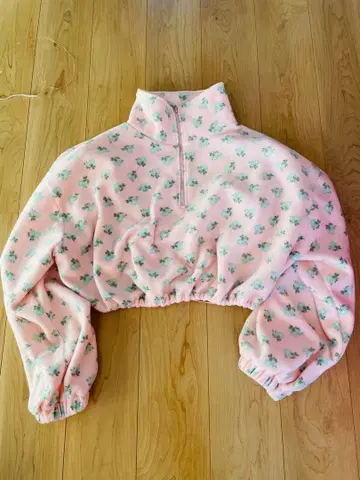 w.c 꽃무늬 핑크 플리스 자켓