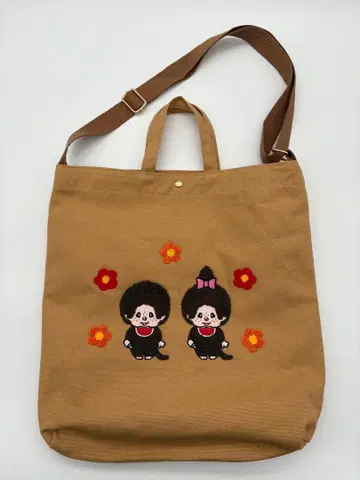 몽치치 토트백 자수 브라운 베이지 컬러 LAPAX WORLD