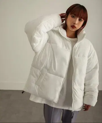 다운 자켓 화이트 무지