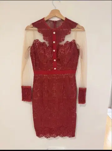 Andy 와인 레드 레이스 드레스