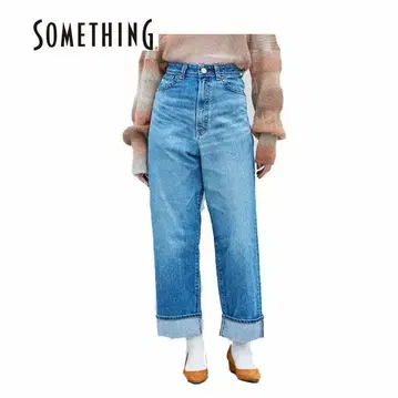 썸씽 sea73 슈퍼 하이 루즈 스트레이트 데님 팬츠 XS