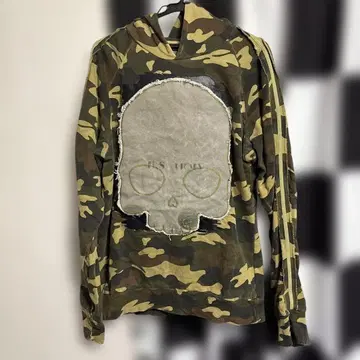 HYDROGEN 카모 패턴 스컬 자수 후드 부착 후드티