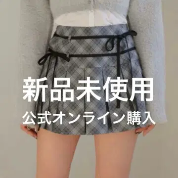 미사용 새상품 택 포함 BUBBLES 더블 리본 플리츠 치마바지 S