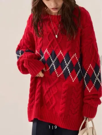 프릭스스토어 FREAK'S Store 빨간색 니트 아가일