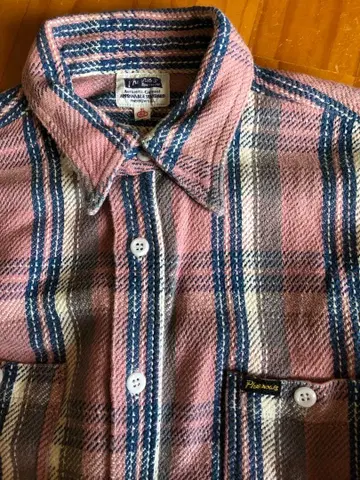 페로우즈 핑크 체크 무늬 헤비 플란넬 셔츠 XL