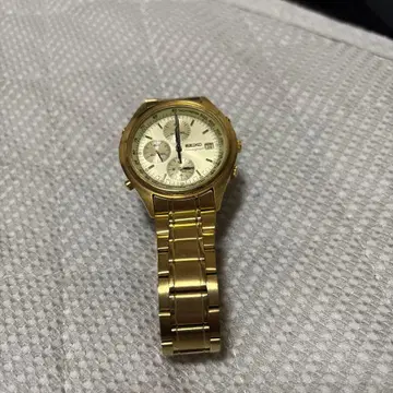 SEIKO 골드 아날로그 손목시계 배터리 없음 7T32-7C60