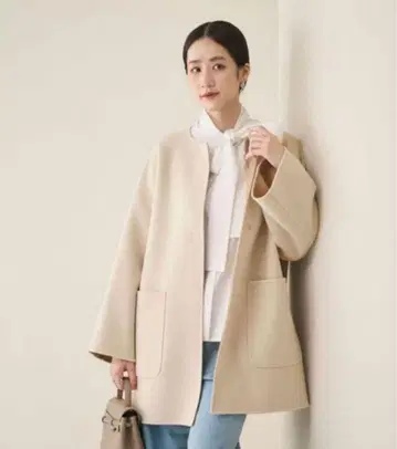 UNITED ARROWS 바이컬러 리버 미들 코트 36 s