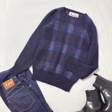 컨디션 최상 SHINZONE 신존 모헤어 니트 체크 자카드