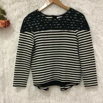 솔티뮤 레이스 도킹 보더 상의 [ S ] 일본제 블랙 화이트