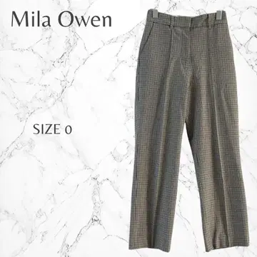 미라 오웬 체크 무늬 페미닌 캐주얼 테이퍼드 팬츠 S 상당